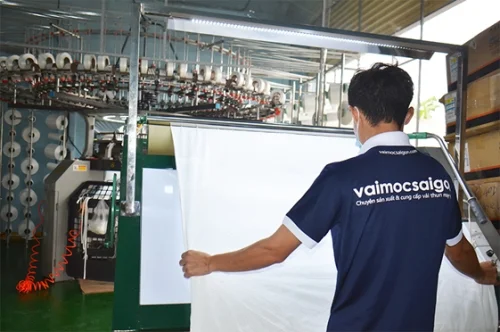 Quy trình dệt vải thun Poly